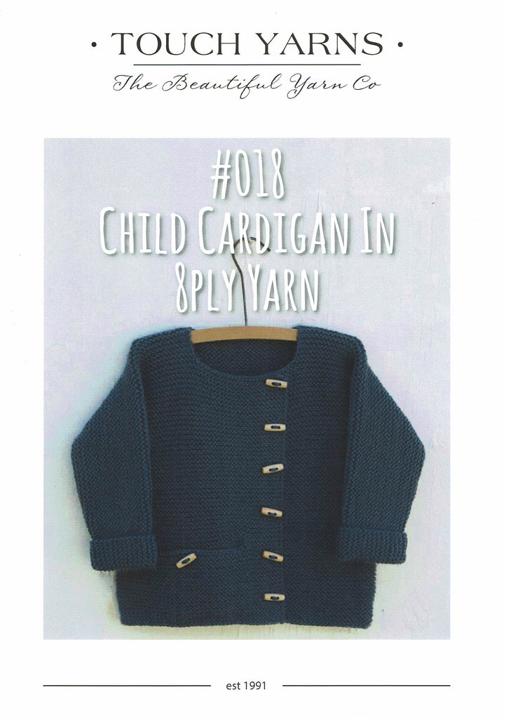 Touch Yarns Childs Cardigan in 8 Ply Yarn