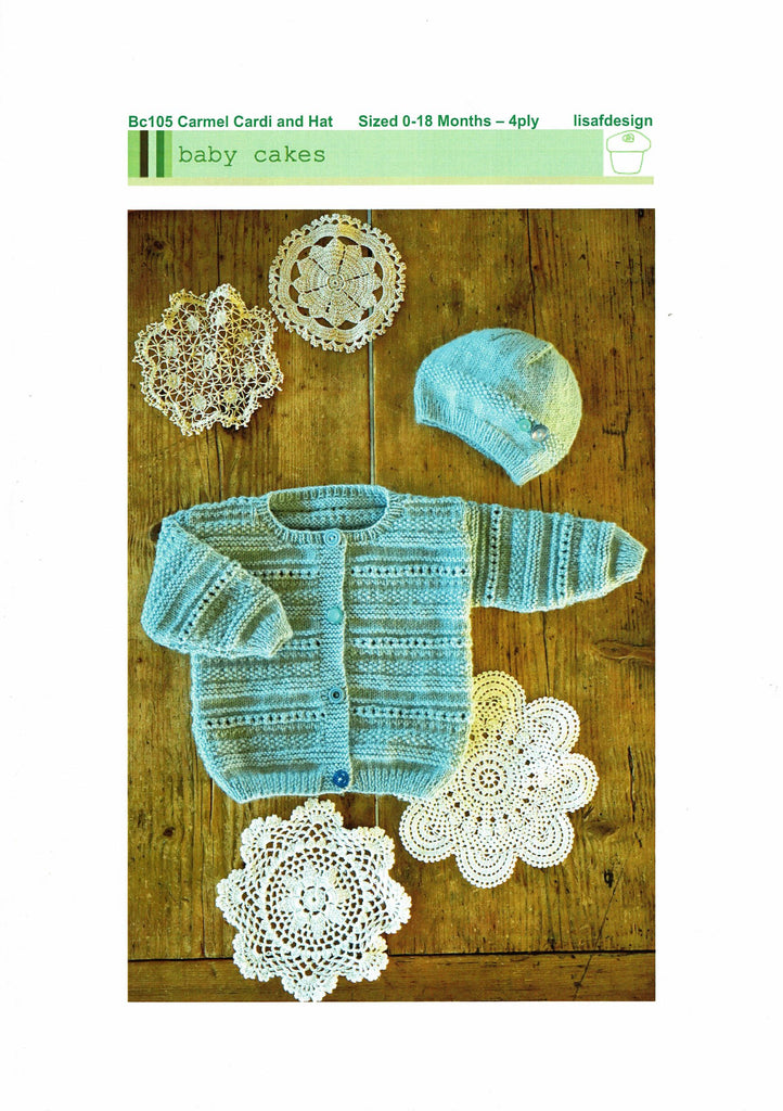 Baby Cakes, Carmel Cardi and Hat Pattern