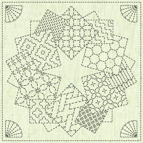 QH Textiles, Sashiko Cloth; Kaza-Guruma 1