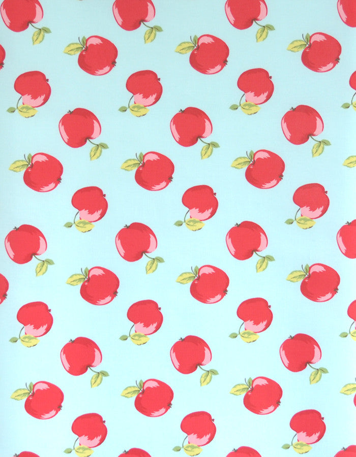 Cotton Fabric Apples Seafoam