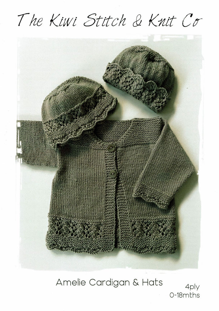 The Kiwi Stitch & Knit Co. Amelie Cardigan & Hats Pattern