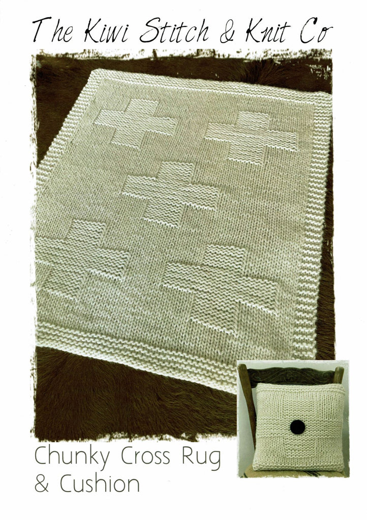 The Kiwi Stitch & Knit Co. Chunky Cross Rug & Cushion Pattern