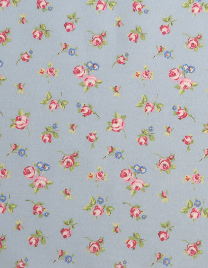 Cotton Fabric Rosebud Powder Blue