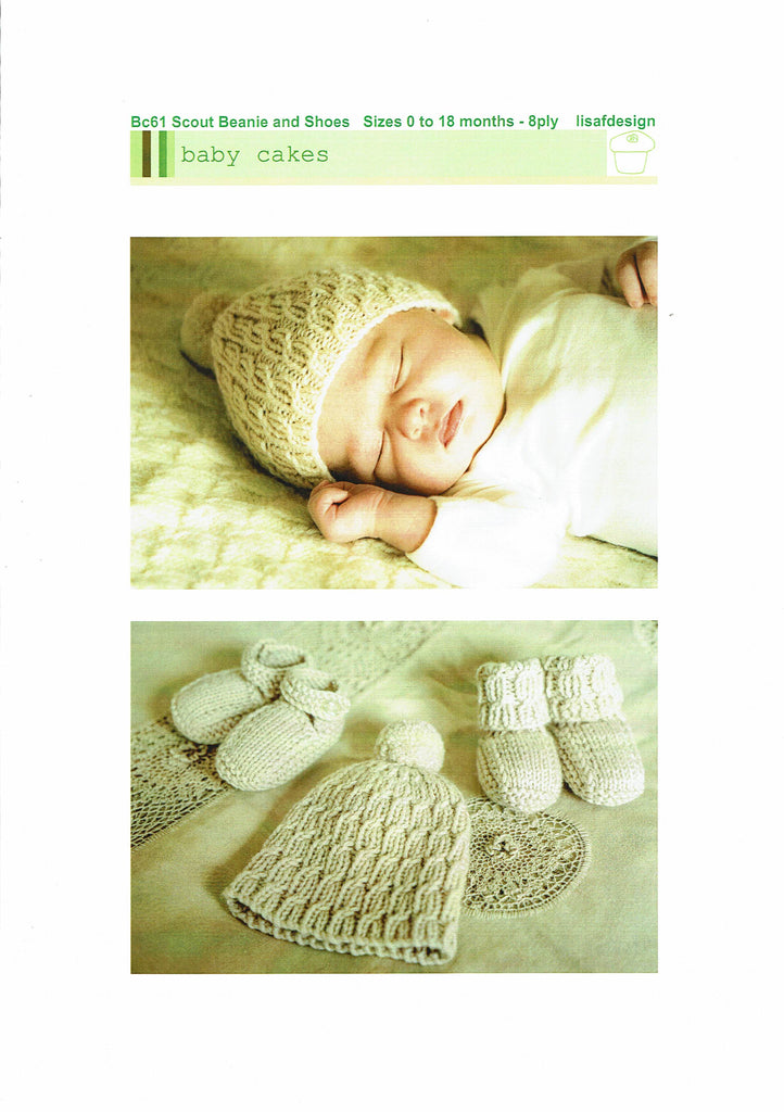 Baby Cakes, Scout Beanie and Shoes pattern