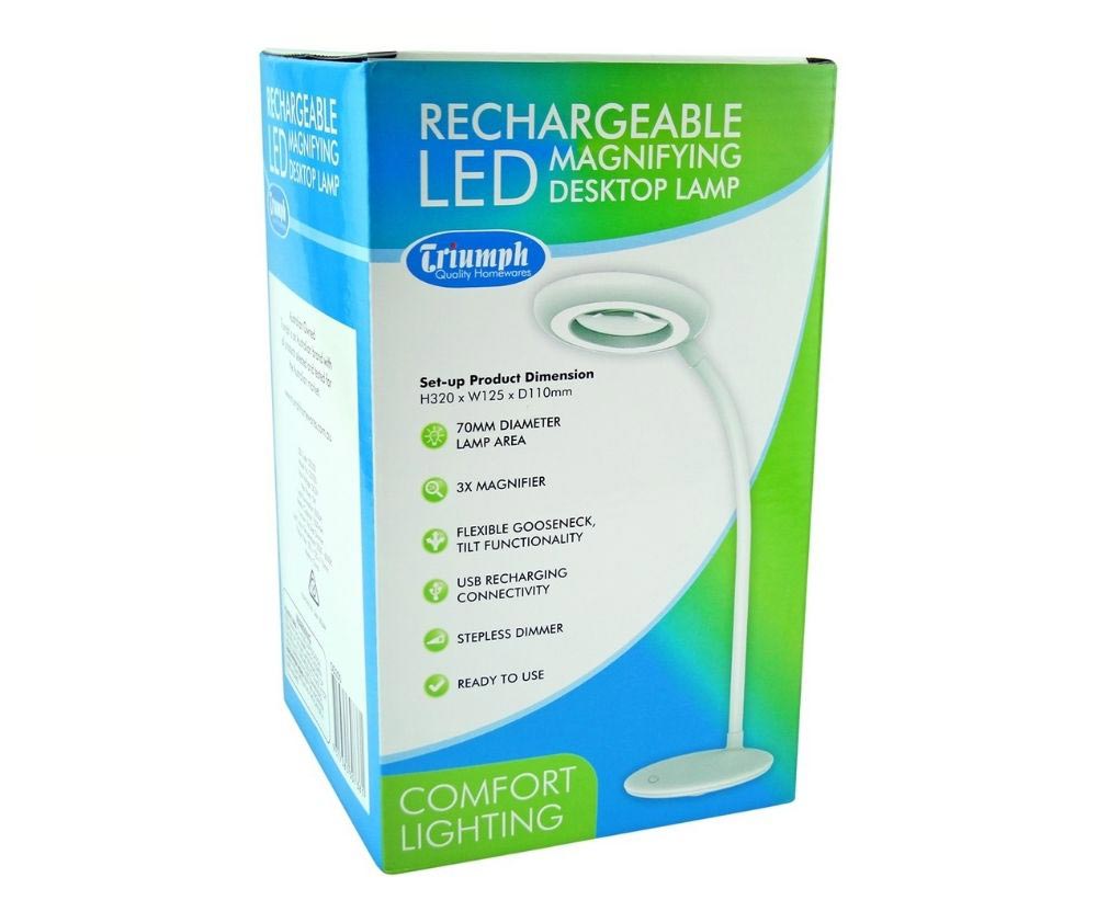 Triumph, Rechargable LED Magnifying Desktop Lamp