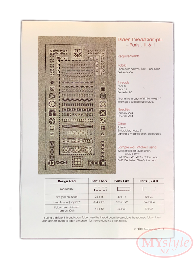 JC Embroidery, Drawn Thread Sampler - Part 1