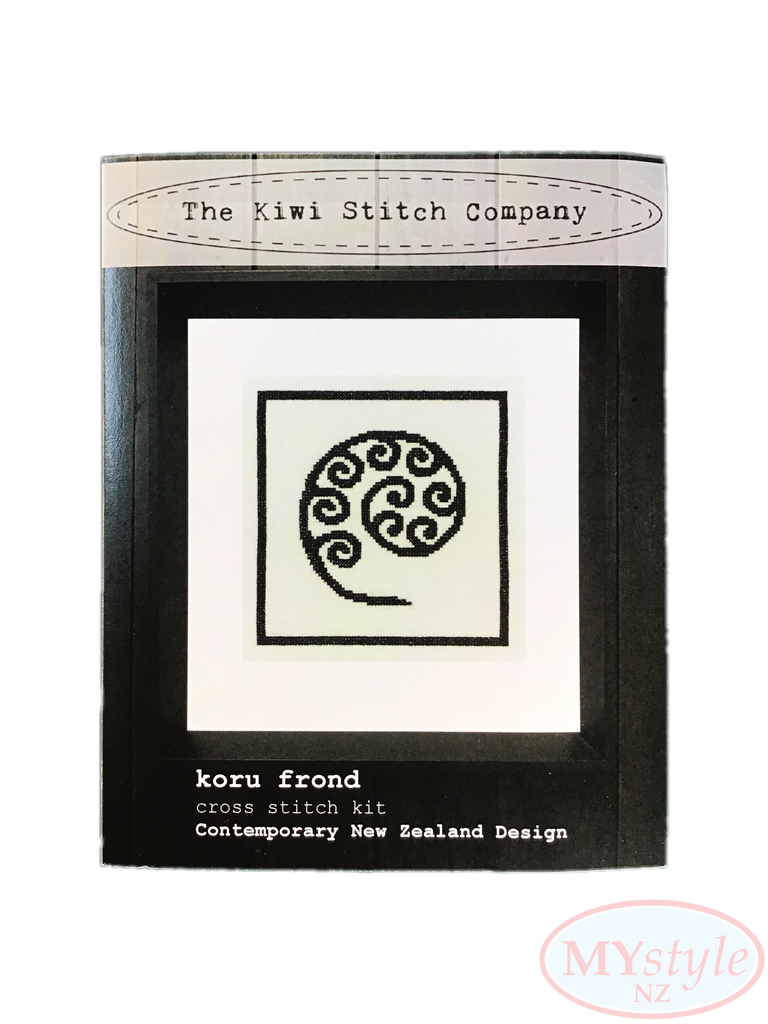 Kiwi Stitch Company, Koru Frond Cross Stitch Kit - Black on Cream
