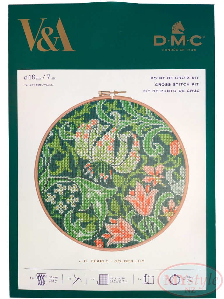 DMC, V&A Golden Lily - Cross Stitch Hoop